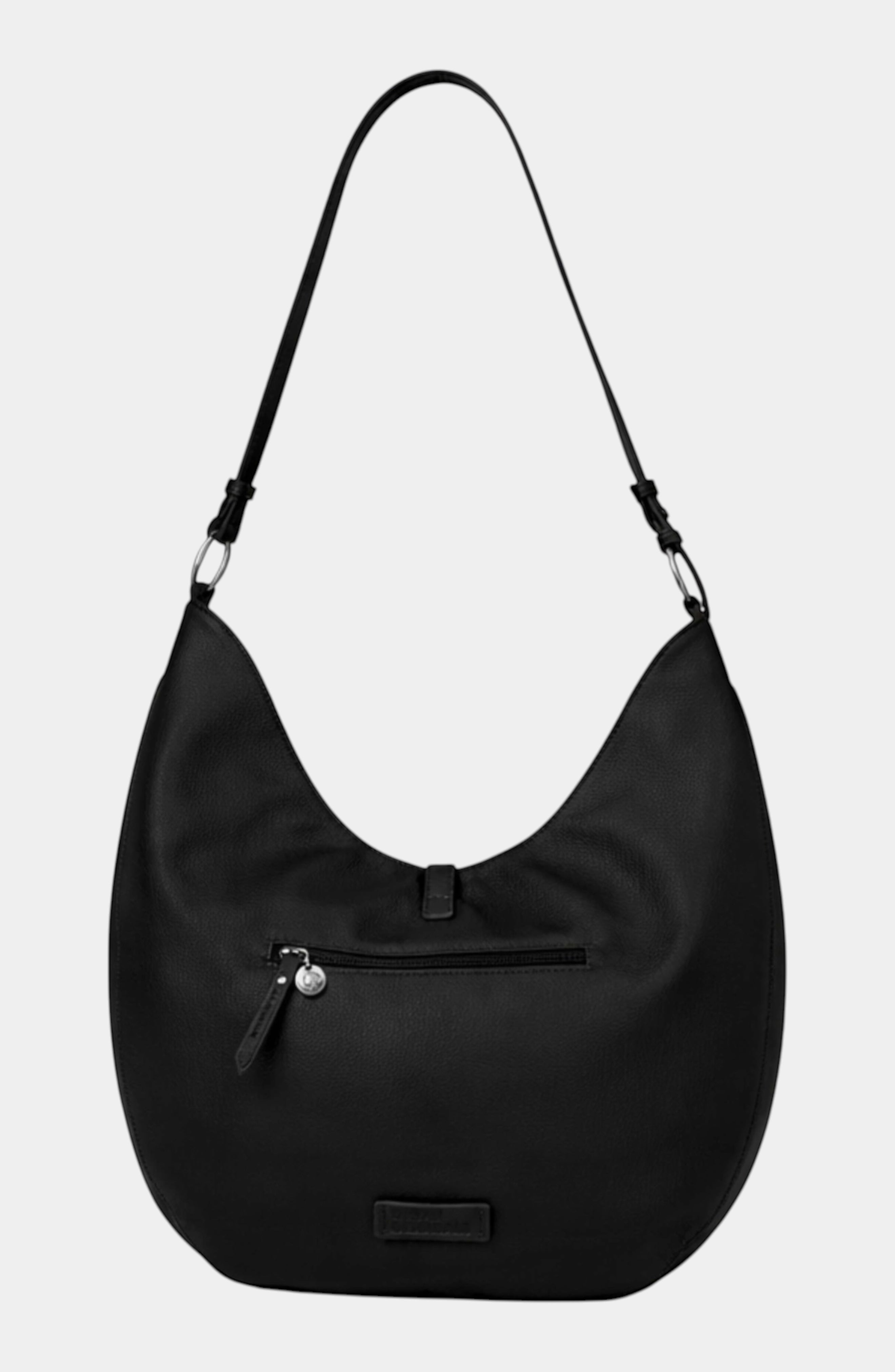 Urban Originals USA Lighthouse black pebbled vegan leather hobo bag with silver hardware and secure strap