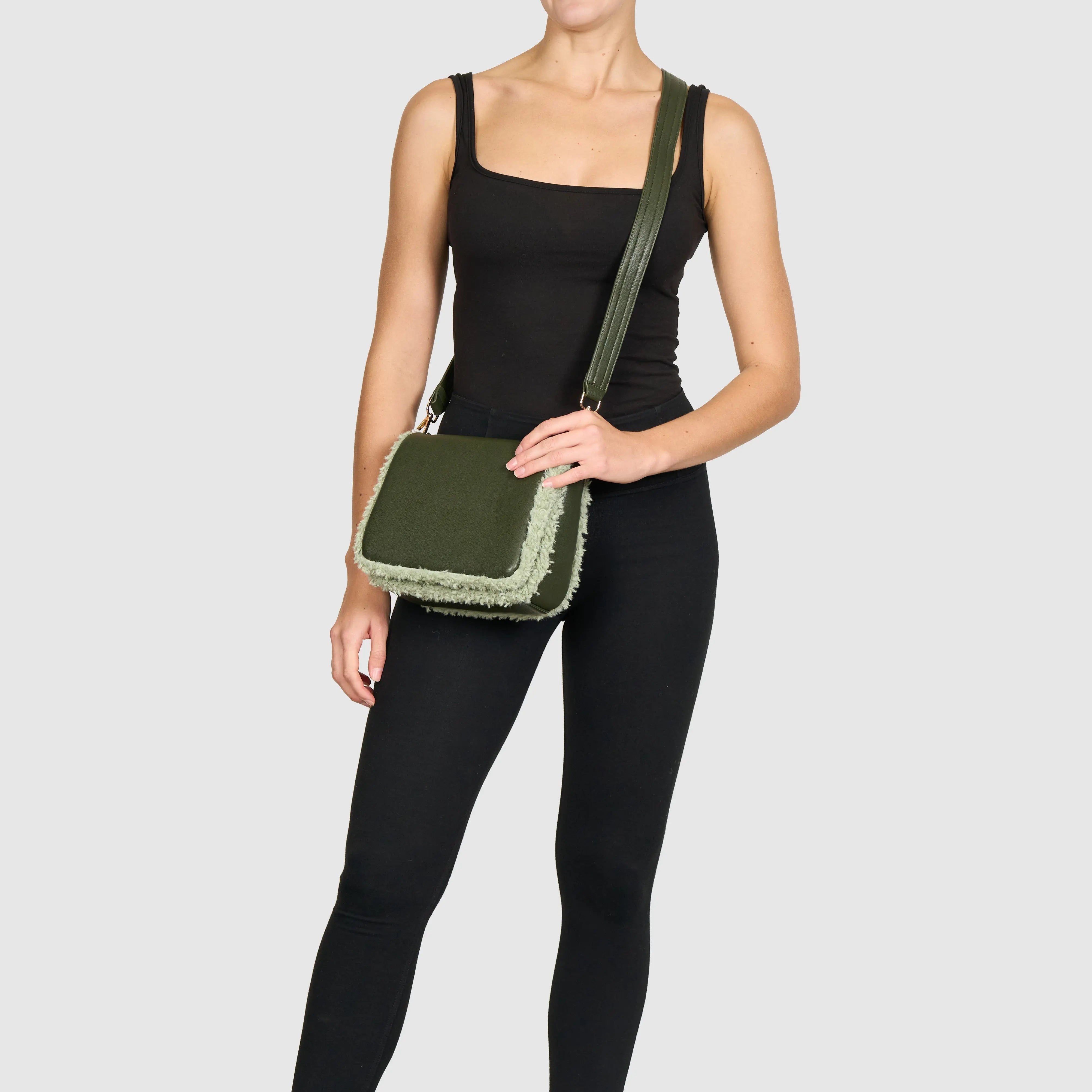 Shearling Crossbody - Olive Urban Originals USA
