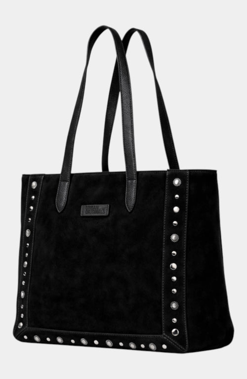 Catalina Genuine Suede Tote Bag - Black