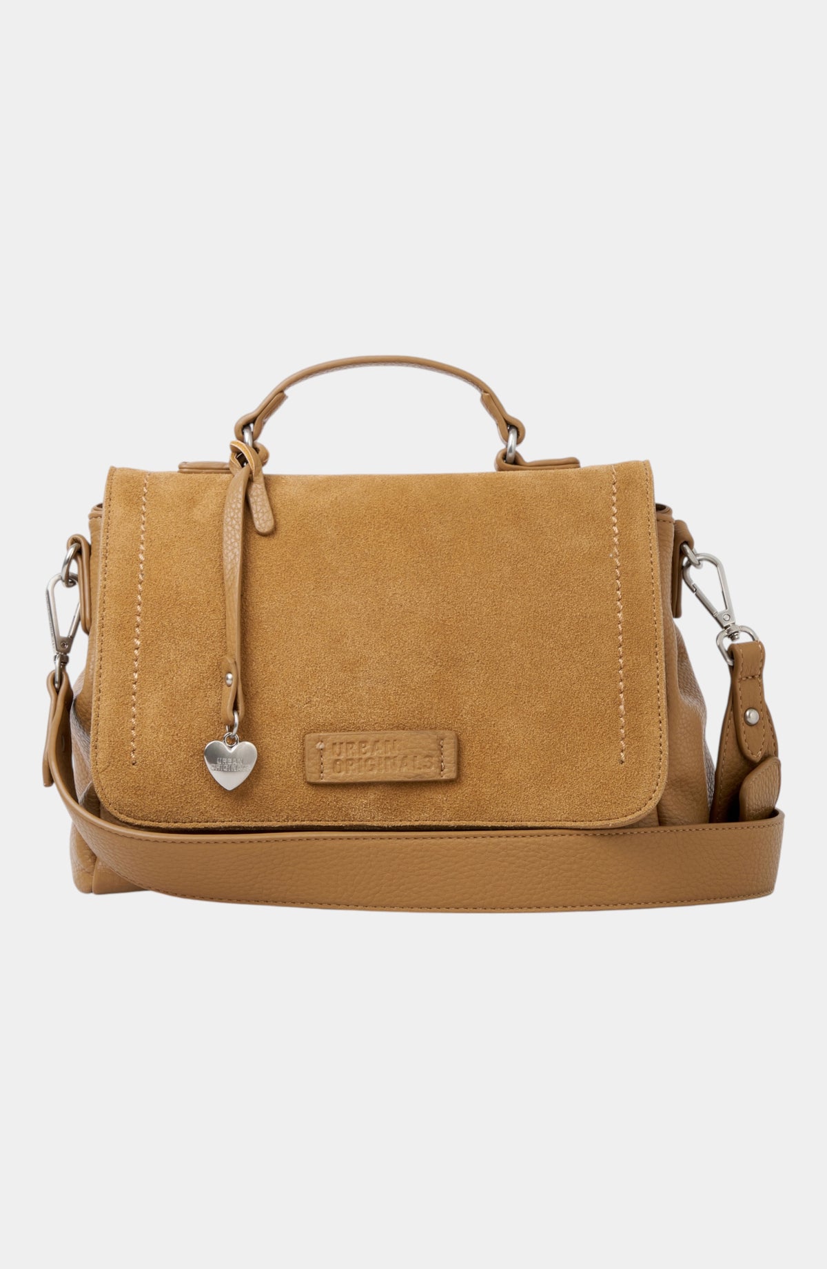 Charmed Genuine Suede Shoulder Bag - Tan
