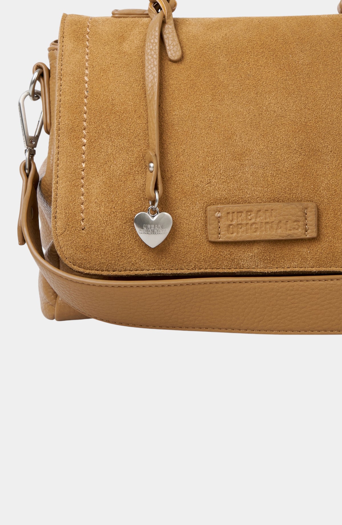 Charmed Genuine Suede Shoulder Bag - Tan