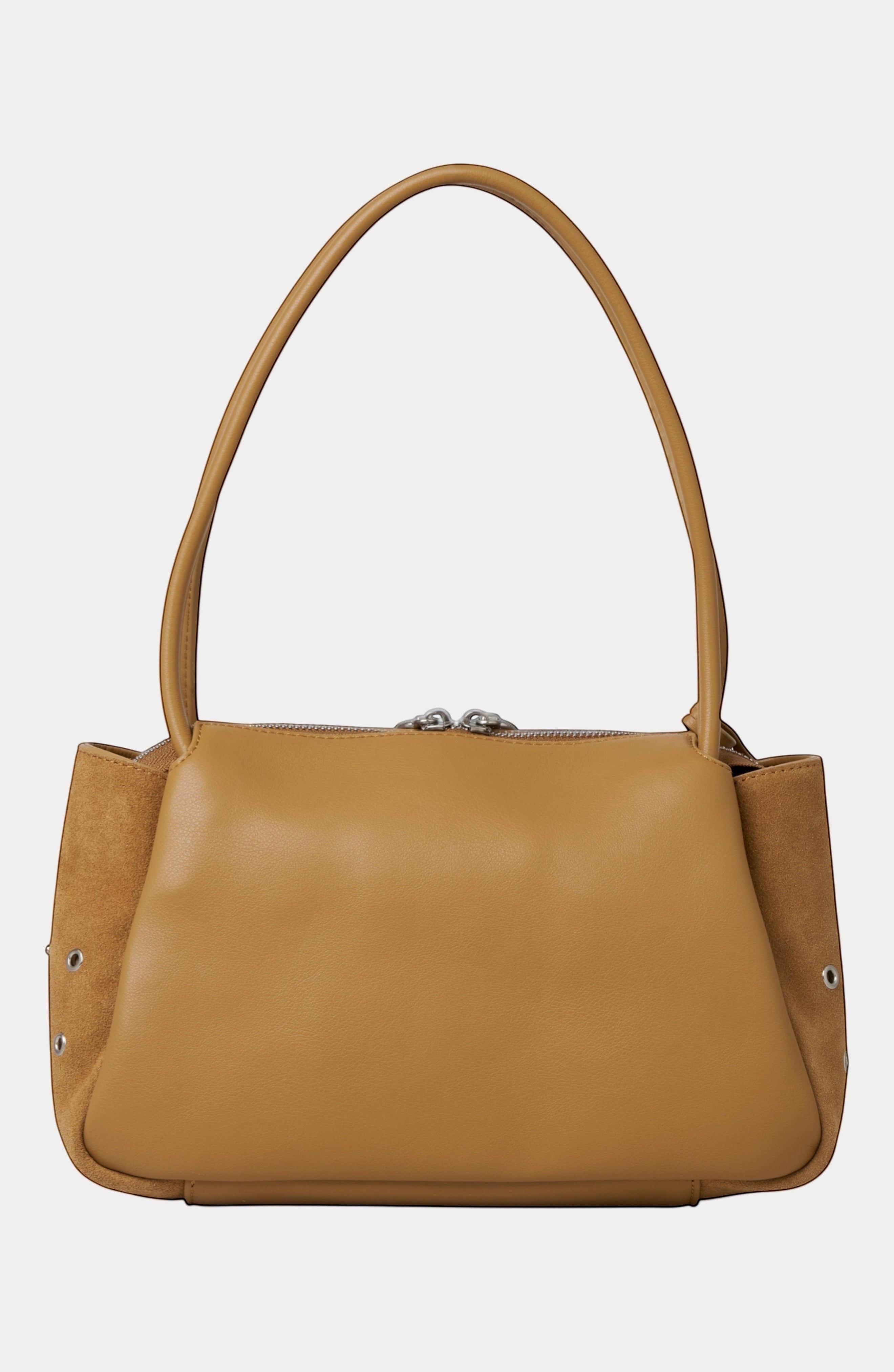 Urban Originals USA Please Stay tan crossbody bag in suede and vegan leather with brushed silver hardware